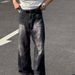 "Men's Retro Washed Wide-Leg Jeans – Loose Drape Straight Fit Denim Pants (Black, Blue, S-3XL)"_mkmklike.com