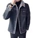 Men's Denim Jacket Plush Men's Trendy Brand Winter Lambswool New Korean Version Slim Lapel Casual Jacket Thick_mkmklike.com