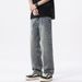 Men’s Loose-Fit Printed Denim Pants – Retro All-Over Floral Jacquard Jeans Streetwear Straight-Leg Trousers With Distressed Wash_mkmklike.com