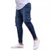 European And American Men's Multi-pocket Stretch Jeans Zipper Decorative Tooling Jeans_mkmklike.com