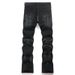 "Men's Rhinestone-Embellished Jeans – High Street Style, Five-Pointed Star & Graffiti Design (Black, Sizes 28-36)"_mkmklike.com