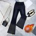 Women's Clothing High-Waisted Rhinestone Denim Jeans Black Slim Fit Long Pants With Frayed Edges Stretch Spring Autumn Fashion_mkmklike.com
