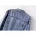 "Vintage Beaded Denim Jacket For Women – Heavy Washed Cropped & Loose Fit (Black/Light Blue)"_mkmklike.com
