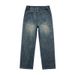 Spring And Autumn New Khmer Non Elastic Splicing Heavy Industry Jeans, Water Washed Loose Bent Knife Wide Leg Pants_mkmklike.com