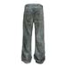 Vintage Unisex Distressed Denim Jeans With Heavy Washed & Dirty Oil Stain Effect - Straight Cut High Street Fashion For Men & Women_mkmklike.com