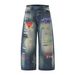 Men's & Women's American Streetwear Digital Print Jeans - Loose Fit Hip-Hop Straight Leg Casual Trousers_mkmklike.com