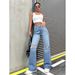 Women's Drape Wide Leg Jeans - High Waist Flowy Mopping Long Pants In Medium Blue, Light Blue & Black, Y2K Retro Casual Trousers_mkmklike.com