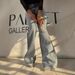 Women's Clothing Glam Rhinestone-Embellished High Waist Flare Jeans – Bodycon Stretch Denim Pants With Sparkle Details For Women, Y2K Streetwear_mkmklike.com
