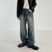 Men's Korean Style Loose Fit Straight Leg Jeans Trendy High Street Pants Versatile Retro Wide Leg Trousers For Spring_mkmklike.com