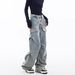 Men's Washed Cargo Jeans Straight Leg Loose Fit Wide Leg American High Street Style Trendy Cool Pleated Retro Trousers_mkmklike.com