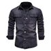 Pulse Men's Denim Spring Autumn Long Sleeve European American Retro Jacket Coat 2024 New Workwear Shirt Trend_mkmklike.com