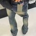 Unisex Vintage Washed Bamboo Texture Flared Jeans – High Street Baggy Denim Pants With Retro Aesthetic (S-3XL)_mkmklike.com
