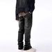 Men's Zipper Jeans, Men's Ripped Washed Denim High Street Fashion Jeans Trendy Trousers_mkmklike.com