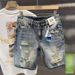 Men's Clothing Summer Distressed Denim Shorts For Men Loose Fit Retro Style Trendy Versatile Casual Five-Point Pants_mkmklike.com