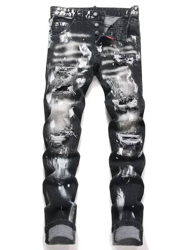 Men's Casual Stretchy Jeans Loose Fit Straight Leg Mid Waist Comfortable Workwear For Autumn Winter Everyday Use_mkmklike.com