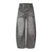 Vintage Washed Distressed High Waist Straight Leg Jeans For Women - Retro American Style Oversized Loose Fit Denim Pants With Two-Tone Design_mkmklike.com