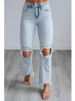 K New Tight Cropped Jeans With Ripped Holes For Women_mkmklike.com