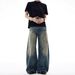 Men's Clothing American Retro Washed Distressed Vintage Washed Distressed Denim Jeans For Men & Women – Cleanfit High-Quality Relaxed Wide-Leg Pants_mkmklike.com