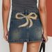 Women's Clothing Supply Of Women's Elastic Denim Short Skirts With Prints, New Women's Hip Skirts,New Models_mkmklike.com