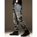 Men's Clothing Ripped Jeans Trendy Retro Patched Loose Straight Leg Casual Trousers Mid Waist Standard Thickness Spring Autumn_mkmklike.com