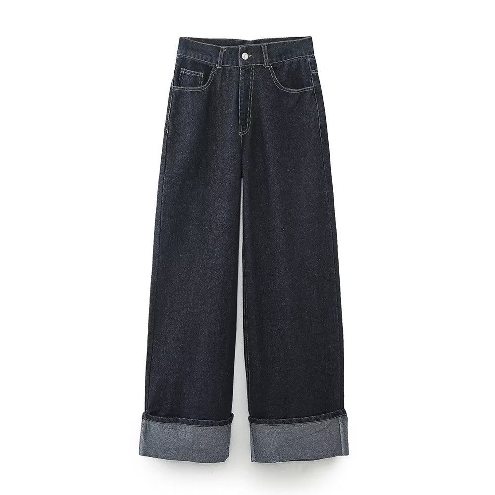 Cross-Border European American Women's Clothing INS Hot-Selling Denim Jacket And Flared Cuffed Pants Set_mkmklike.com
