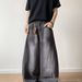 Vintage Washed Denim Jeans For Men – Distressed Paint Splatter & Relaxed Wide-Leg Fit | 90s Retro Streetwear Straight Cut Pants_mkmklike.com