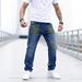 "Men's Paint-Splatter Jeans – Distressed Straight-Leg Denim Pants With Artistic Wash, Streetwear & Casual Wear, High Elastic Comfort Fit"_mkmklike.com