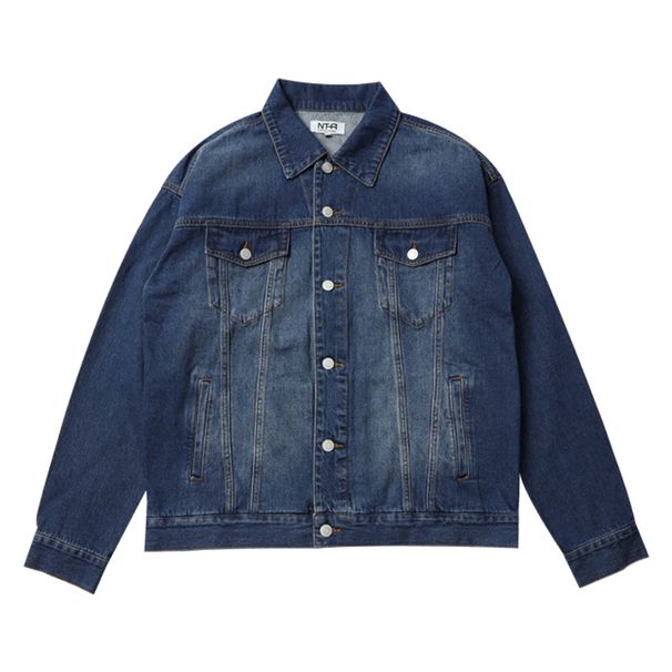Men's Clothing Loose Silhouette Drop Shoulder Denim Jacket Trendy Casual Cityboy Washed Workwear Jacket_mkmklike.com