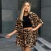 Women's Clothing suits for women leopard print short-sleeved lining summer shorts women's two-piece suit_mkmklike.com