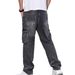 Men's Retro Cargo Jeans – Loose-Fit Streetwear Denim Pants With Multi-Pockets (S-3XL, Blue/Black)_mkmklike.com