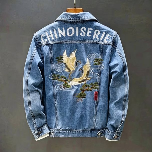 Men's Clothing Chinese Fashion Brand Embroidered Denim Jacket For Men Spring New Style National Trend Print Slim Stretch Jacket All Match Tops_mkmklike.com