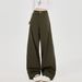 Women's Khaki Straight Leg Jeans Casual Versatile Relaxed Fit Slimming Wide Leg Pants New Spring Style_mkmklike.com