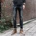 Men's Trendy Slim Fit Blue Ripped Whiskered Jeans Elastic Straight Leg Pants New Spring Autumn Collection_mkmklike.com