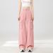 Pink Workwear Jeans For Women, Summer 2026 New Style, American-style Loose Fit, Slimming Straight High-waisted Drapey_mkmklike.com