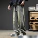 Men's Clothing Jeans Men Spring And Autumn New Loose Straight Pants American Retro Washed Stitching Trendy Brand Pants_mkmklike.com