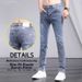 Men's Slim Fit Stretch Denim Jeans High End Trendy Versatile Low Waist Blue Long Pants Spring Style Polyester_mkmklike.com