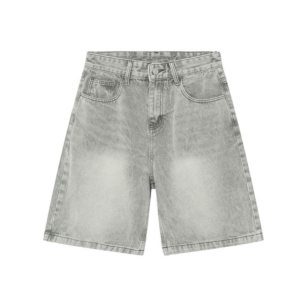 Men's Clothing New Washed Light Grey Japanese And Korean Style Shorts Jeans For Men And Women_mkmklike.com