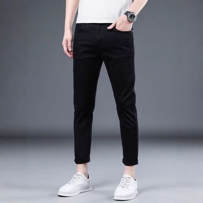 High-End Handsome Pure Black Jeans Men Slim Fit Skinny Slimming Stretchy Versatile 2024 New Men's Pants_mkmklike.com