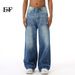 EF JEANS | 2024 New American Retro Design Lightning Pattern Washed Jeans Loose Straight Wide Legs_mkmklike.com
