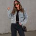 Women's Clothing Fashion Heavy Beaded Women's Loose Denim Jacket 3248_mkmklike.com