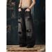 Plus Size Black Distressed Wide-Leg Jeans For Women – Edgy & Stylish Oversized Denim Pants With Asymmetrical Rips (Sizes S-3XL)_mkmklike.com