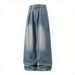 Vintage Washed Denim Jeans For Men - Relaxed Straight Fit With Cross-Pleated Design, Classic Old Money Style, Casual Trousers_mkmklike.com