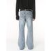 Men's Clothing Simple White Light Blue Flared Denim Pants Trend_mkmklike.com