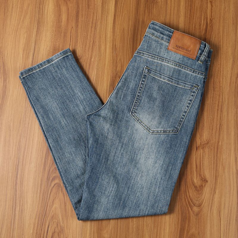 Simple Slim Fit Men's Jeans Trendy Comfortable Stretchy Fashionable Versatile Slimming Straight Leg Pants_mkmklike.com