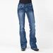 American Retro Mid-waist Flared Slim-fit Stretch Women's Jeans_mkmklike.com