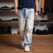 Men's High Street Distressed Blue Washed Straight Leg Jeans - Classic Denim Pants For Casual & Urban Style_mkmklike.com