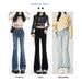 Light-colored American-style Flared Jeans For Women, New Spring Model, High-waisted, Slim-fit, Stretchy,_mkmklike.com