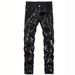 Men's Slim Fit Skinny Jeans Stretchy Irregularly Shaped Multi Processed With Embroidery For Fashionable Trousers_mkmklike.com