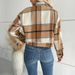 Women's clothing short plaid cardigan lapel jacket women_mkmklike.com