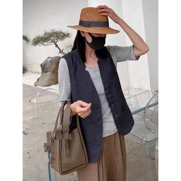 Women's Clothing cotton and linen! Layering without fear of hot summer, versatile and slim vest_mkmklike.com